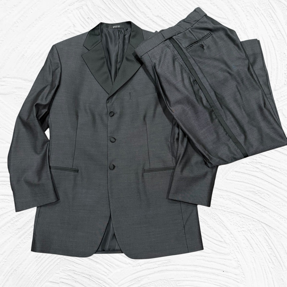 Vintage‎ Oscar De La Renta Tuxedo Jacket/Pants  Black 40L Silk Wool 28X30.5 USA